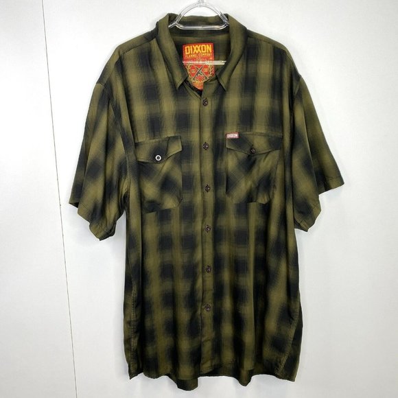 DIXXON Other - Dixxon Shirt Mens 3XL Green The Corps Button Up Short Sleeve Bamboo Blend Plaid